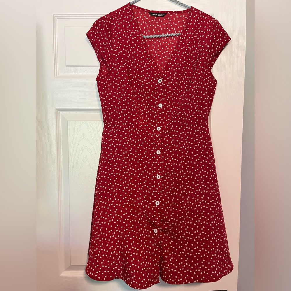 SHEIN Red Dress with heart pattern